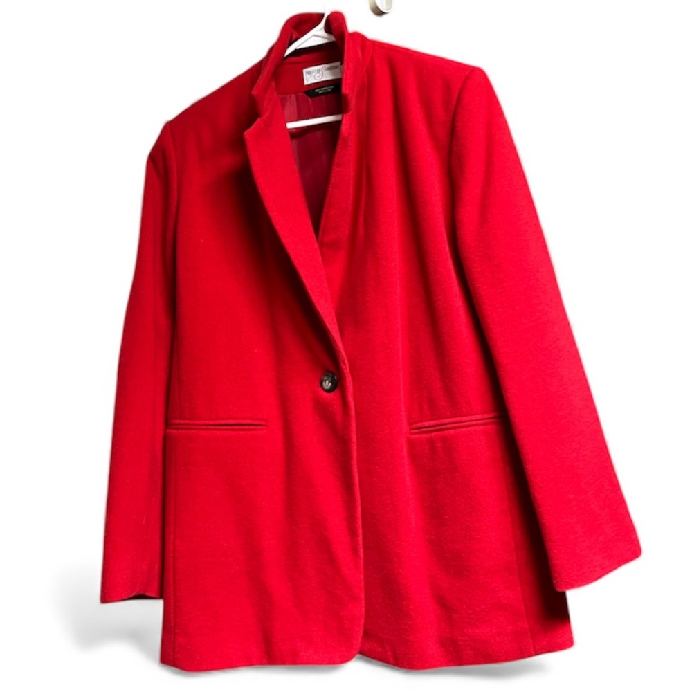 Parisian Signature Women’s Red Cashmere and Wool Blend Blazer Jacket Sz-10